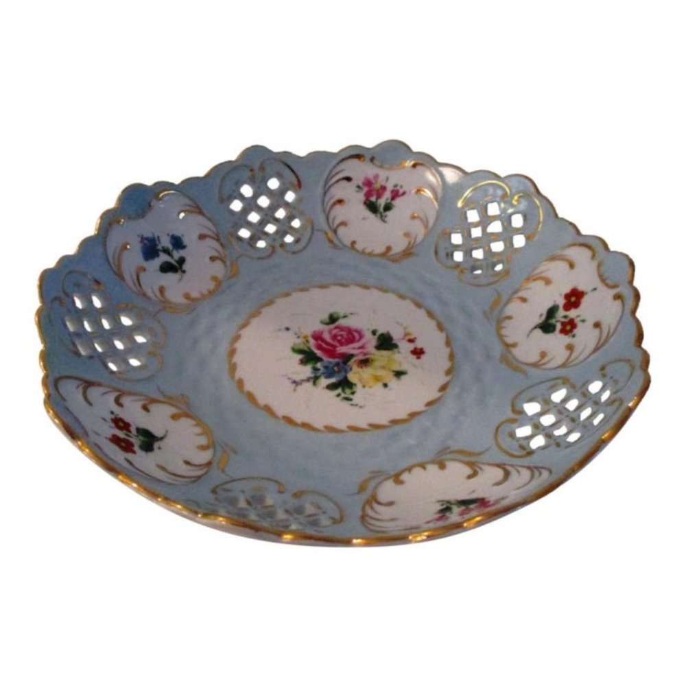 English Powder Blue & 14Karat Gold Trimmed Bowl